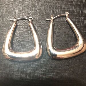 Silver Square Hoop Earrings